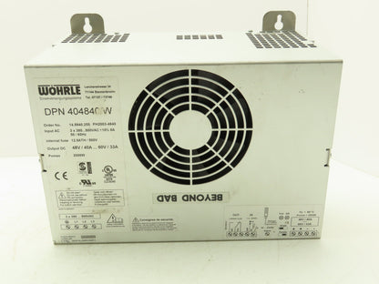 Wohrle DPN 404840/W Power Supply 48-60vDC 40-33A 2kW Out 380-500vAC 3Ph In