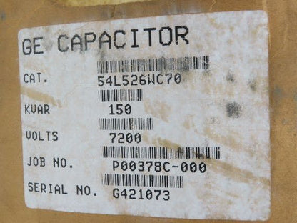 GE 54L526WC70 Dielektrol Capacitor 8.12µF 7200v 1ph 95kV BIL 150kVAr