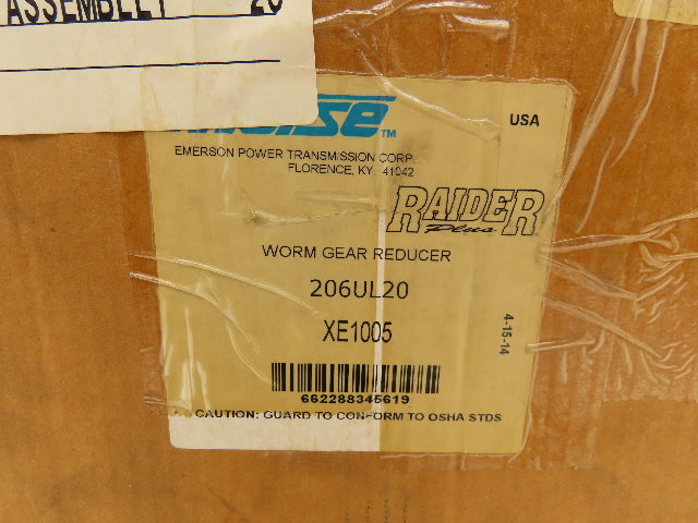 Morse Raider 206UL20 Worm Gearbox 20:1 Reducer 1.3hp 88rpm LH