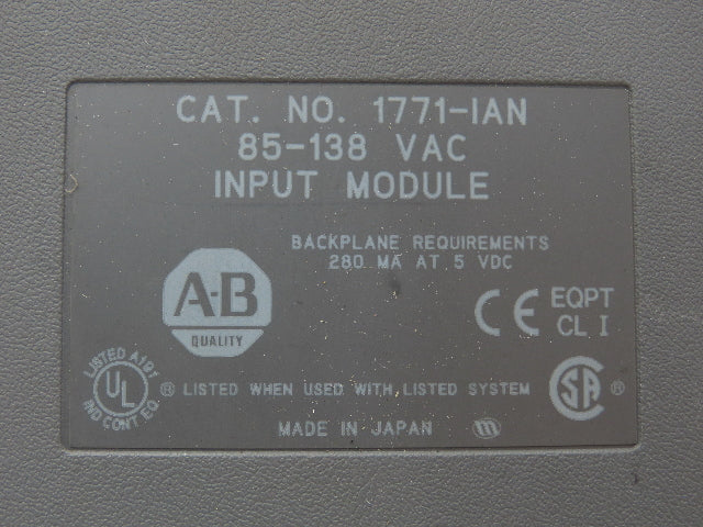 Allen Bradley 1771-IAN AC Input Module 85-138vAC Lot of 2