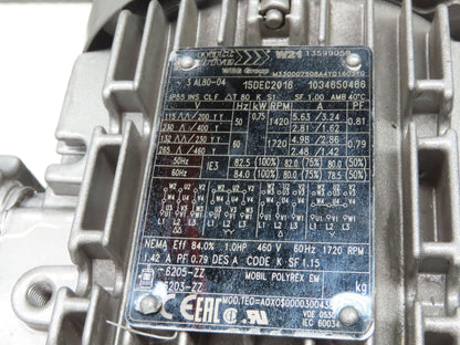 Watt Drive W21 KUA85C Helical Gearmotor 1.4RPM 1Hp 460V 3PH Hollow Shaft Reducer