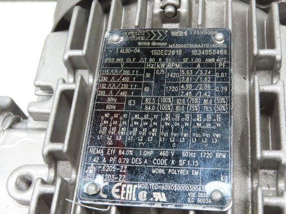 Watt Drive W21 KUA85C Helical Gearmotor 1.4RPM 1Hp 460V 3PH Hollow Shaft Reducer