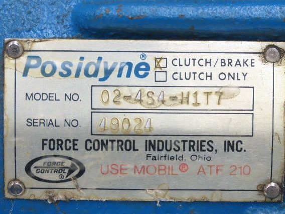 Force Control Posidyne 02-4S4-H1T7 Pneumatic Clutch Brake 182/184TC C-Face