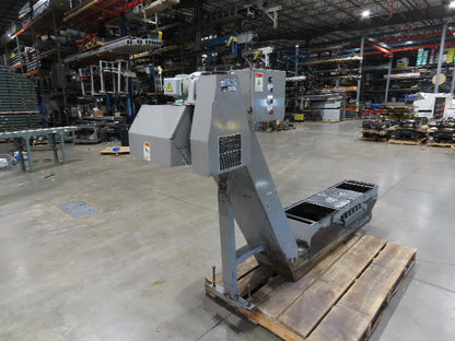 Enomoto CNC Chip Conveyor 16"x 67" Infeed 52-56" Discharge 220V 3PH
