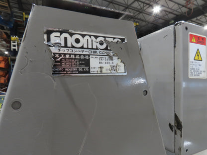 Enomoto CNC Chip Conveyor 16"x 67" Infeed 52-56" Discharge 220V 3PH
