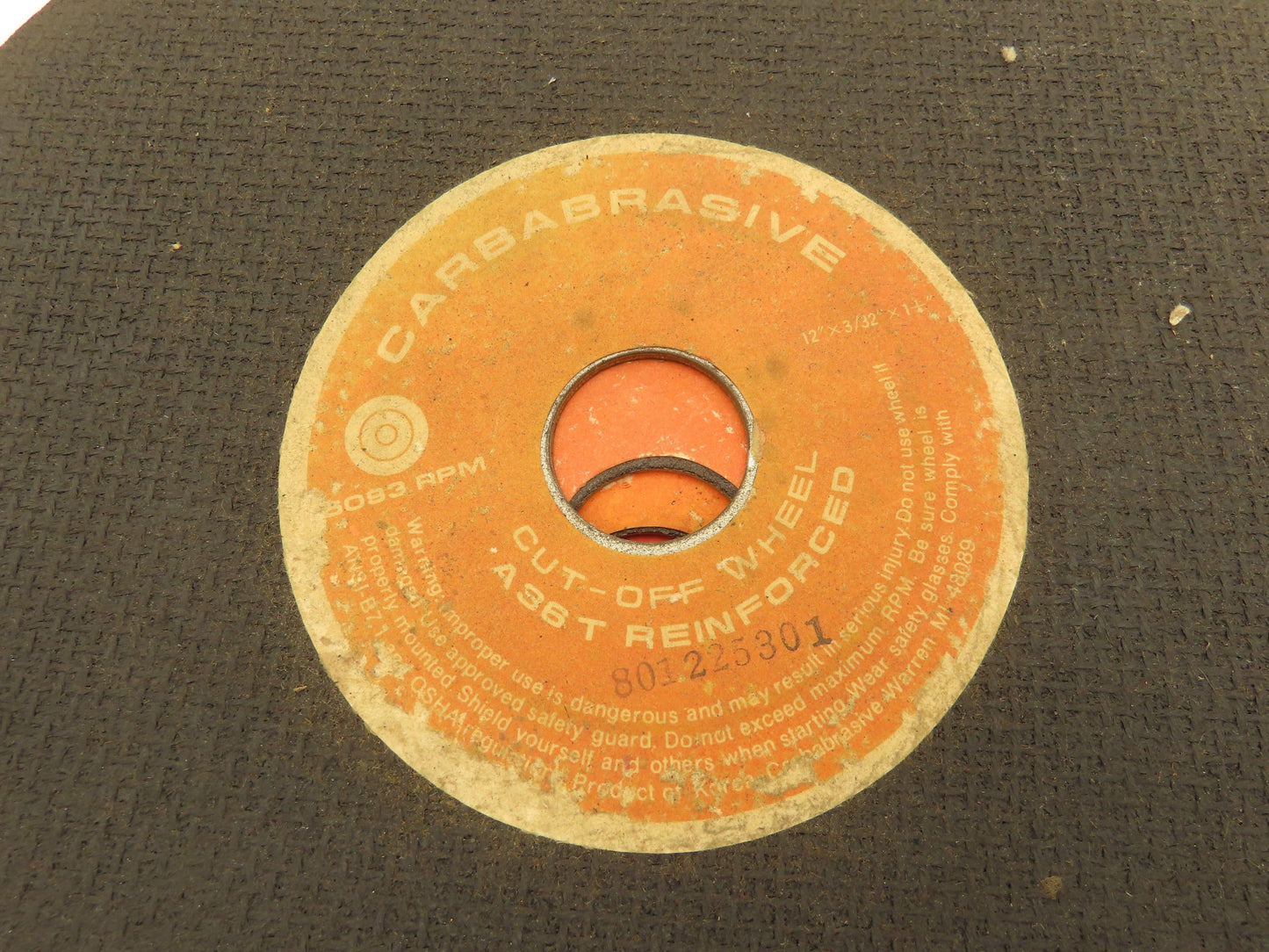 Carbabrasive A36T Cutoff Wheel 12"x 3/32"x1.25" 5093rpm Aluminum oxide Lot of 15