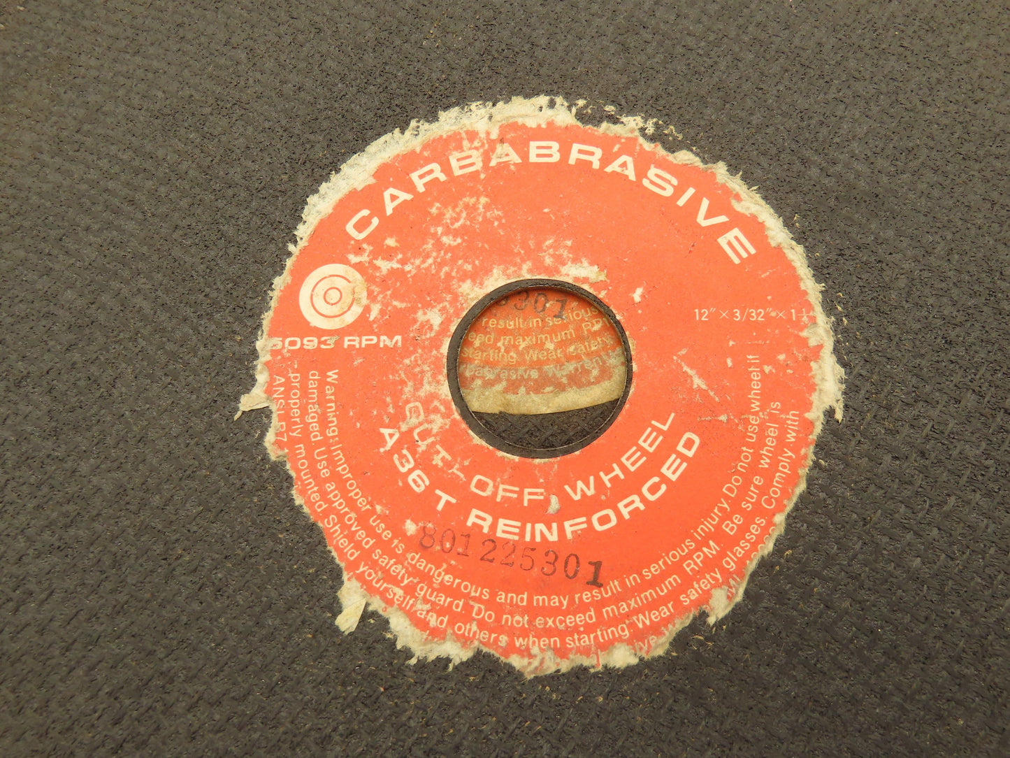 Carbabrasive A36T Cutoff Wheel 12"x 3/32"x1.25" 5093rpm Aluminum oxide Lot of 15