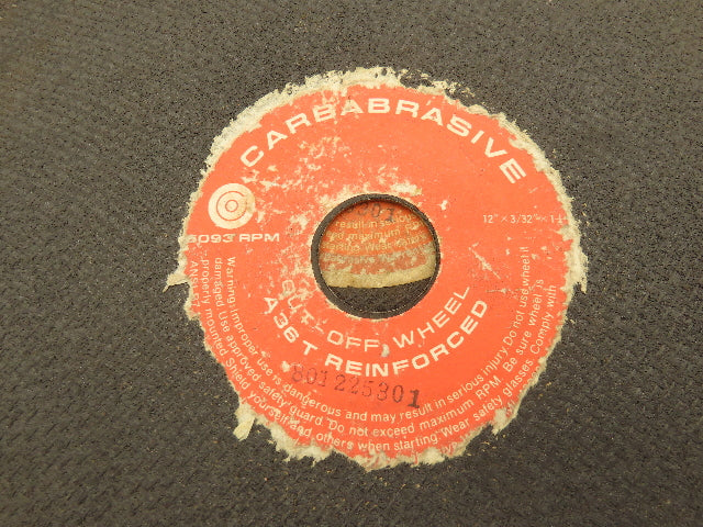 Carbabrasive A36T Cutoff Wheel 12"x 3/32"x1.25" 5093rpm Aluminum oxide Lot of 15