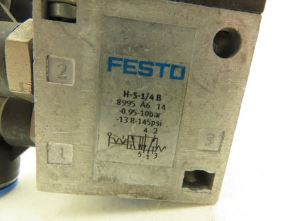 Festo H-5-1/4 B Hand Lever Valve Manually Operated 5/2 Way 550 l/min 10 Bar