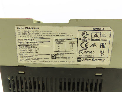 Allen Bradley 25B-D2P3N114 PowerFlex 525 VFD 500Hz 1Hp 460v 2.3A F/W 5.001 *PICS