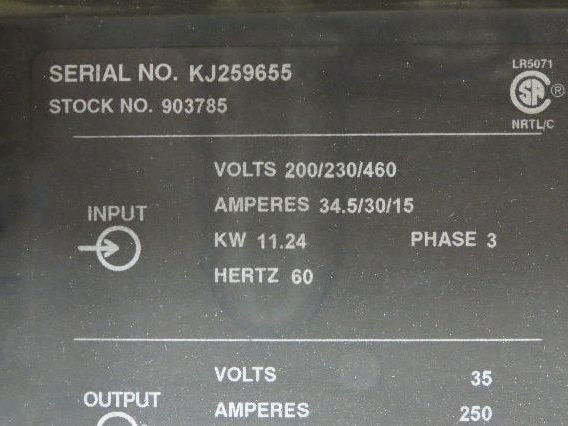 Miller CP-252TS Mig Welder 250 amp 100% Duty S-62 Wire Feeder 200/230/460v 3PH