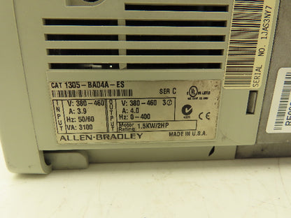 Allen Bradley 1305-BA04A-ES VFD AC Drive 1.5kW 2Hp 380-460v 4A 0-400Hz Ser C