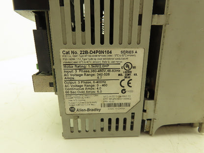 Allen Bradley 22B-D4P0N104 Powerflex 40 VFD AC Drive 1.5kw 2Hp 480V 3Ph FRN 6.02