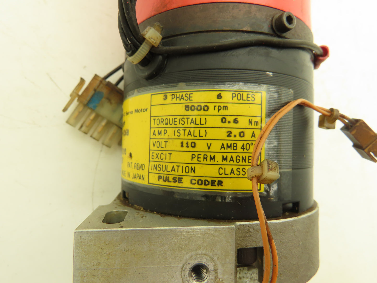 Fanuc A06B-0368-B031 | 3-0F | 3-OF AC Servo Motor 3Ph/6-Pole 5000 0.6Nm 2A 110v