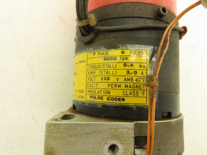 Fanuc A06B-0368-B031 | 3-0F | 3-OF AC Servo Motor 3Ph/6-Pole 5000 0.6Nm 2A 110v