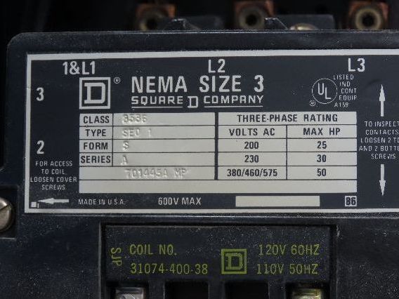 Square D MCC Motor Control Center 600A Disconnect Starter 100A Panelboard