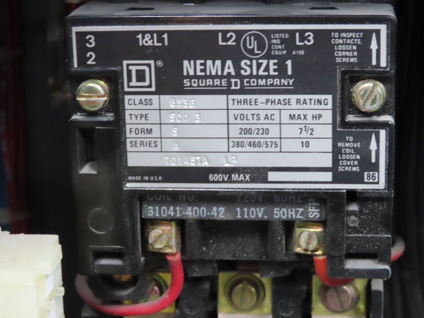 Square D MCC Motor Control Center 600A Disconnect Starter 100A Panelboard