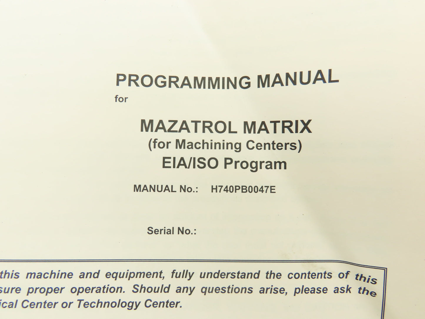 Mazak Programming Manual Mazatrol Matrix EIA/ISO Program (2010)