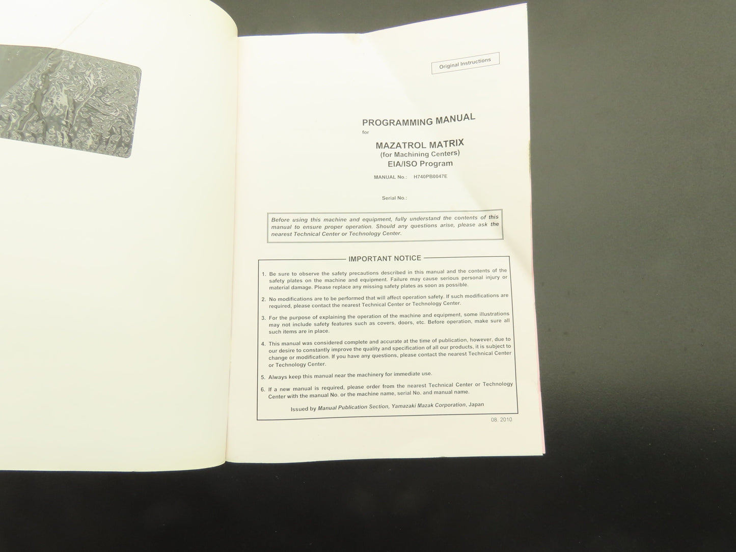 Mazak Programming Manual Mazatrol Matrix EIA/ISO Program (2010)