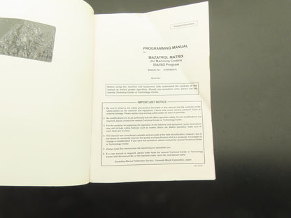 Mazak Programming Manual Mazatrol Matrix EIA/ISO Program (2010)