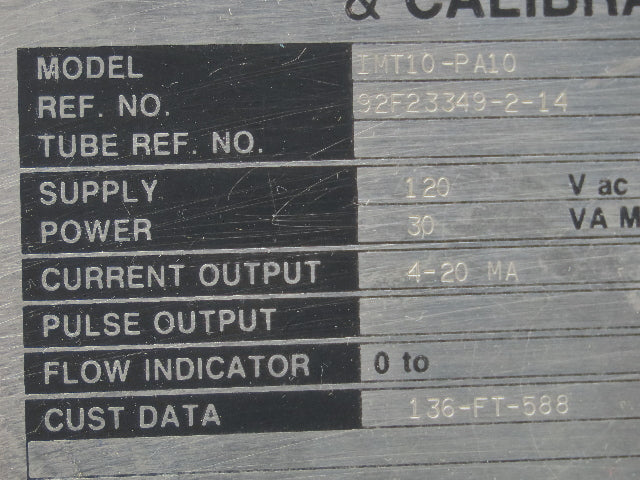 Foxboro IMT10-PA10 Magnetic Flow Transmitter 120v 30VA In 4-20mA Out NEMA 4X