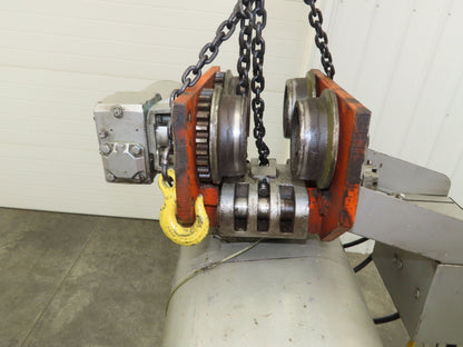 CM Lodestar RRT2 3 Ton Electric Chain Hoist 2 Speed 14' Lift Power Trolley 460V