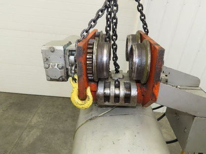 CM Lodestar RRT2 3 Ton Electric Chain Hoist 2 Speed 14' Lift Power Trolley 460V
