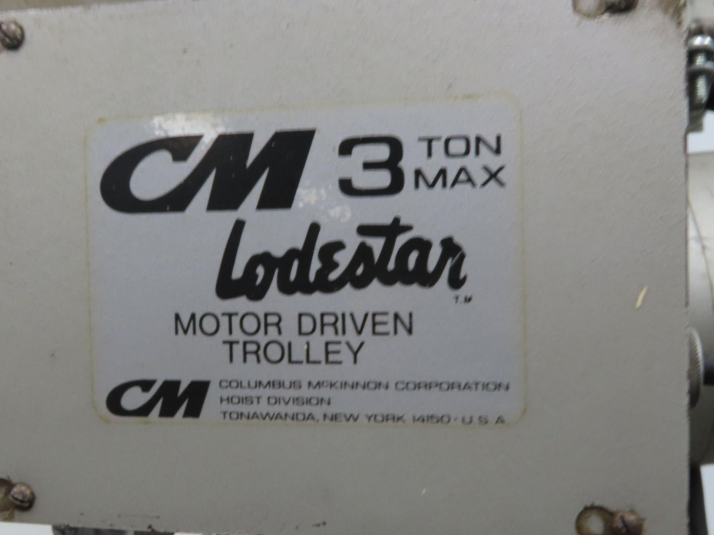 CM Lodestar RRT2 3 Ton Electric Chain Hoist 2 Speed 14' Lift Power Trolley 460V