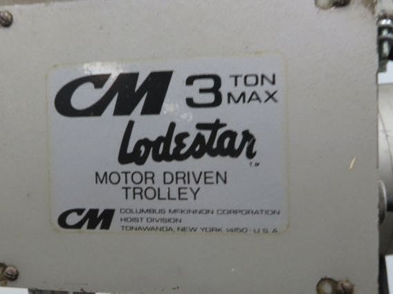CM Lodestar RRT2 3 Ton Electric Chain Hoist 2 Speed 14' Lift Power Trolley 460V