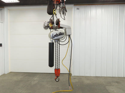CM Lodestar RRT2 3 Ton Electric Chain Hoist 2 Speed 14' Lift Power Trolley 460V