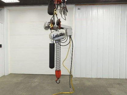 CM Lodestar RRT2 3 Ton Electric Chain Hoist 2 Speed 14' Lift Power Trolley 460V