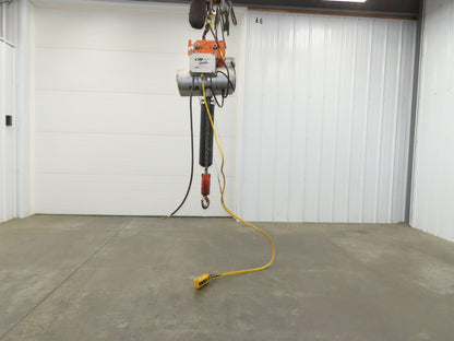 CM Lodestar RRT2 3 Ton Electric Chain Hoist 2 Speed 14' Lift Power Trolley 460V