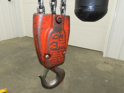 CM Lodestar RRT2 3 Ton Electric Chain Hoist 2 Speed 14' Lift Power Trolley 460V