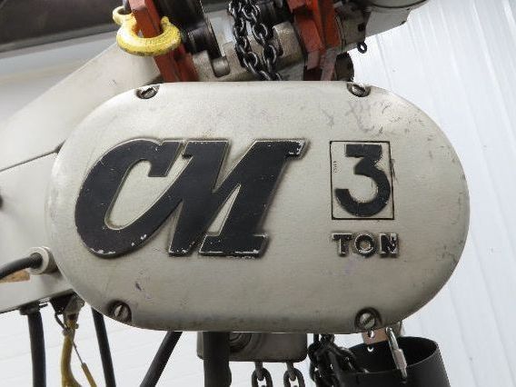 CM Lodestar RRT2 3 Ton Electric Chain Hoist 2 Speed 14' Lift Power Trolley 460V