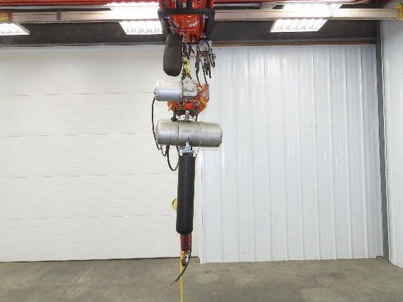 CM Lodestar RRT2 3 Ton Electric Chain Hoist 2 Speed 14' Lift Power Trolley 460V