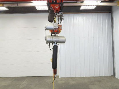 CM Lodestar RRT2 3 Ton Electric Chain Hoist 2 Speed 14' Lift Power Trolley 460V