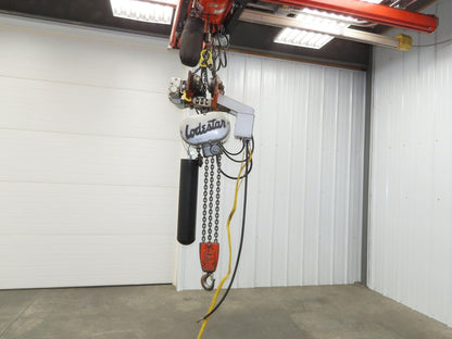 CM Lodestar RRT2 3 Ton Electric Chain Hoist 2 Speed 14' Lift Power Trolley 460V