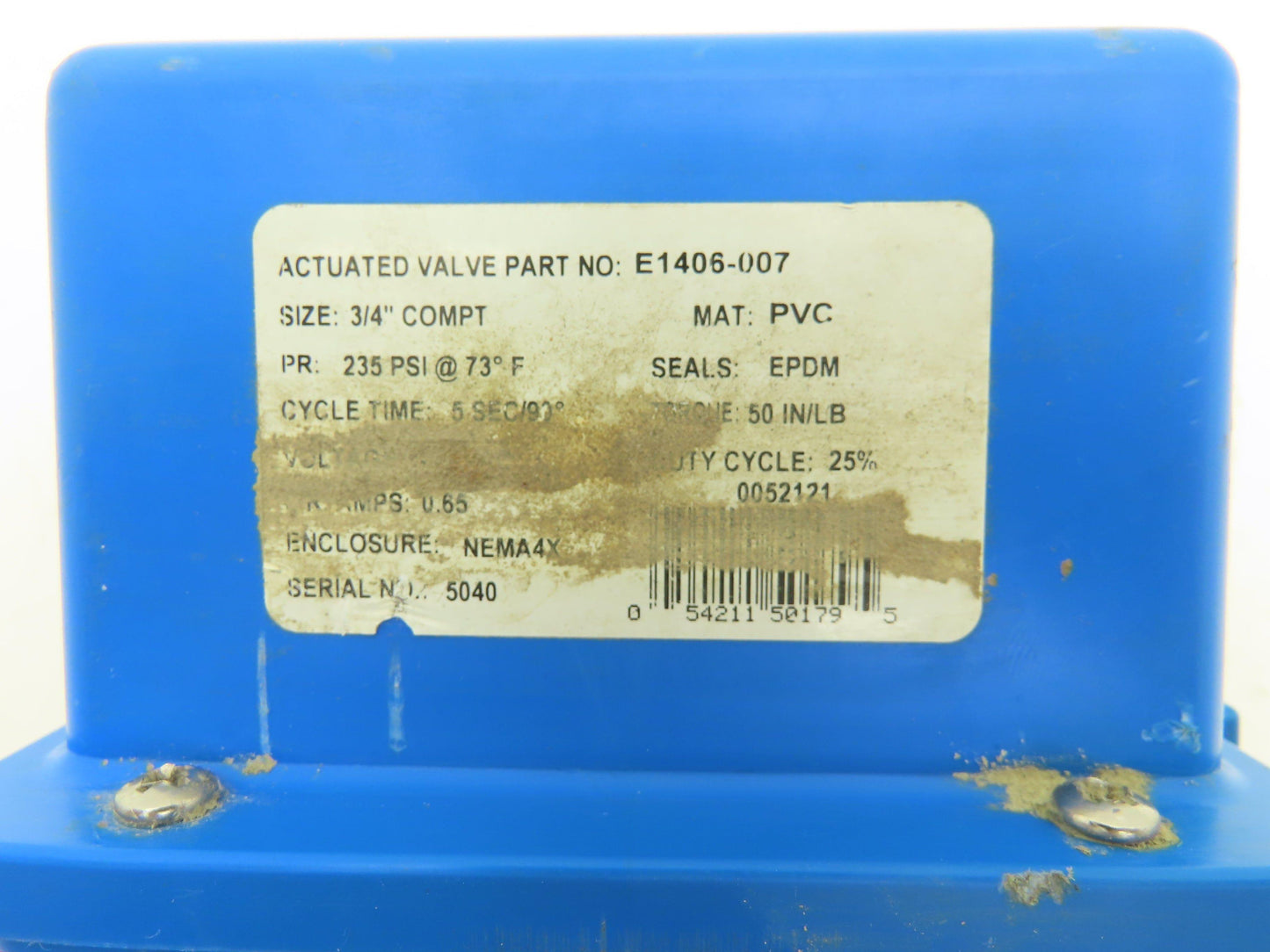 Spears Electro Actuated Compact Ball Valve 3/4"NPT PVC 115V 235PSI