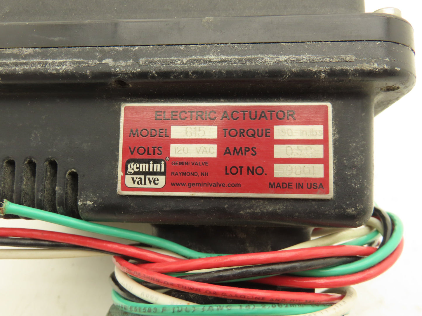 Gemini Valve Electric Actuator Ball Valve 1" 120V 150"Lbs Torque