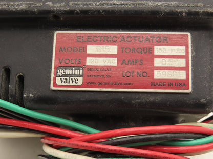 Gemini Valve Electric Actuator Ball Valve 1" 120V 150"Lbs Torque