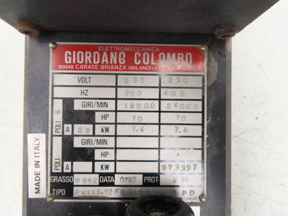 Giordano Colombo RV116.22 Spindle Motor 230v 400Hz 24krpm 24000rpm 10Hp 29A