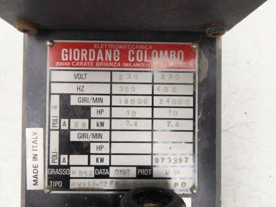 Giordano Colombo RV116.22 Spindle Motor 230v 400Hz 24krpm 24000rpm 10Hp 29A