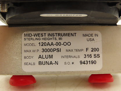 Mid-West Instrument 120AA-00-OO Differential Pressure Gauge 0-15psid