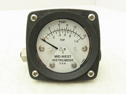 Mid-West Instrument 120AA-00-OO Differential Pressure Gauge 0-15psid