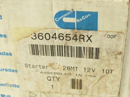 Cummins 28MT 3604654RX Industrial Heavy Duty Starter Motor 12v CW 10-Tooth