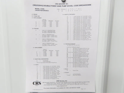 CRS CRS2520VQ17A8-11BA20 Double Vane Pump 17gpm 2500rpm 3000psi