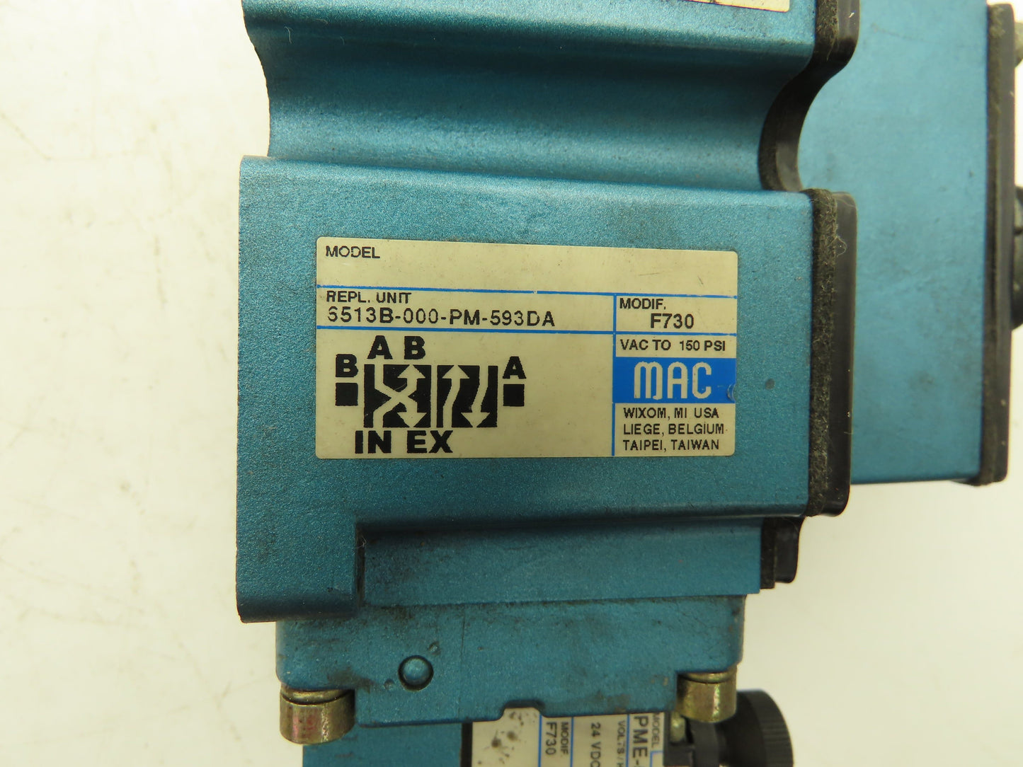 Mac 6513B-000-PM-593DA Pneumatic 4/2 Solenoid Valve 24VDC PME-593DAAG  Lot of 2