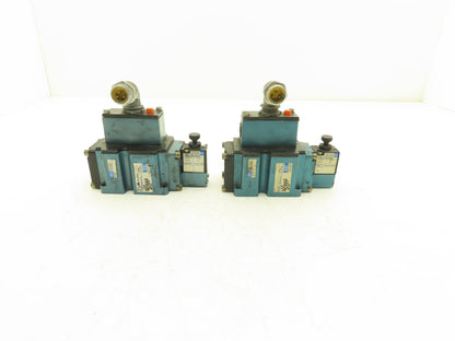 Mac 6513B-000-PM-593DA Pneumatic 4/2 Solenoid Valve 24VDC PME-593DAAG  Lot of 2