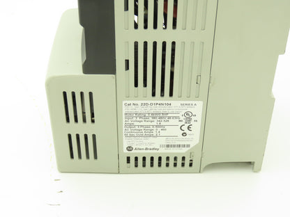 Allen Bradley 22D-D1P4N104 PowerFlex 40P VFD 3Ph 0.5Hp 460v 1.4A 500Hz