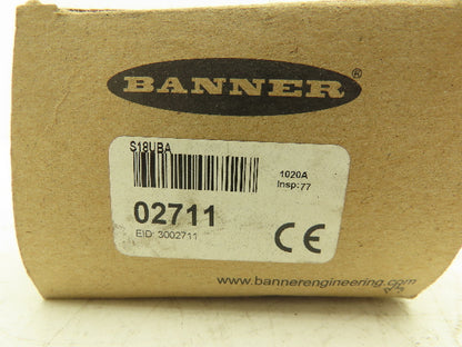 Banner S18UBA Ultrasonic Proximity Sensor 30-300mm Sensing Distance 10-30VDC